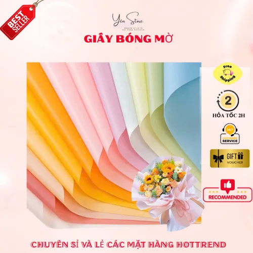 Lẻ 3-5 Tờ Giấy Bóng Mờ Loại Tốt Nhiều Màu Sắc Dùng Gói Hoa, Giỏ Quà, Giỏ Trái Cây, Đồ Handmade